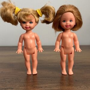 2 VINTAGE Barbie Sister KELLY Toy Doll Red Blonde Hair Freckles 1994 Mattel